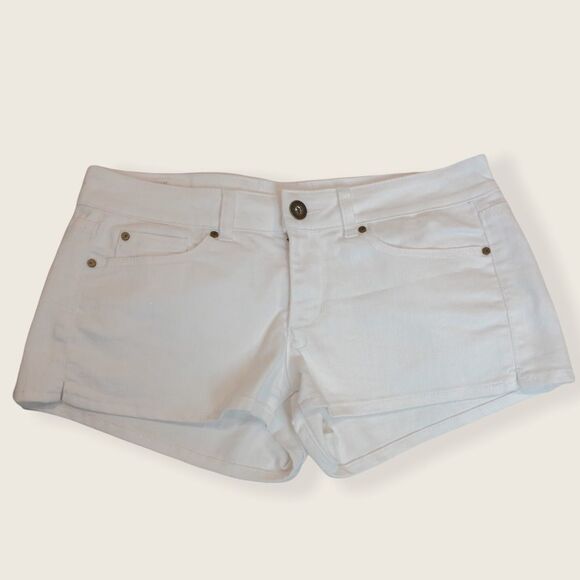 O'Neill Womens Juniors Size 11 Denim Shorts White Coastal Beach Mid Rise Jean - Picture 1 of 5